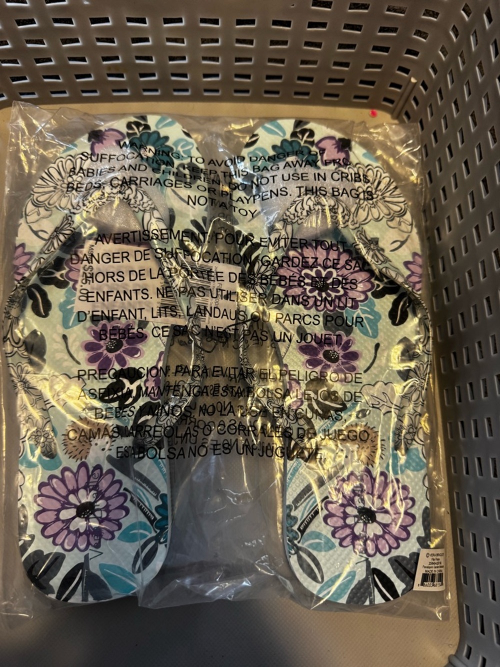 Vera Bradley Floral Flip Flop Sandals in Purple, Teal, Black